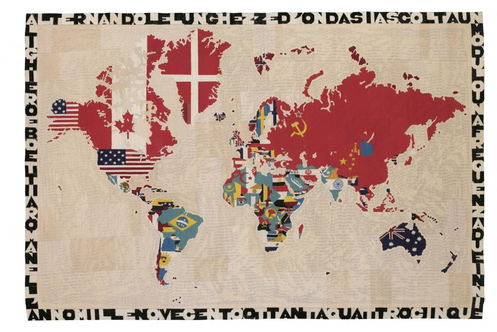 Alighiero Boetti Mappa del Mondo tapisserie sur toile 1984