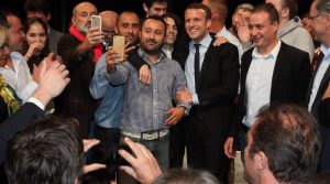 MONTPELLIER, FRANCE - OCTOBER 18:Former French Economy Minister Emmanuel Macron during a meeting with his political movement, 'En Marche' (On the Move) on October 18, 2016 in Montpellier, France. (Photo by Patrick Aventurier/Getty Images)