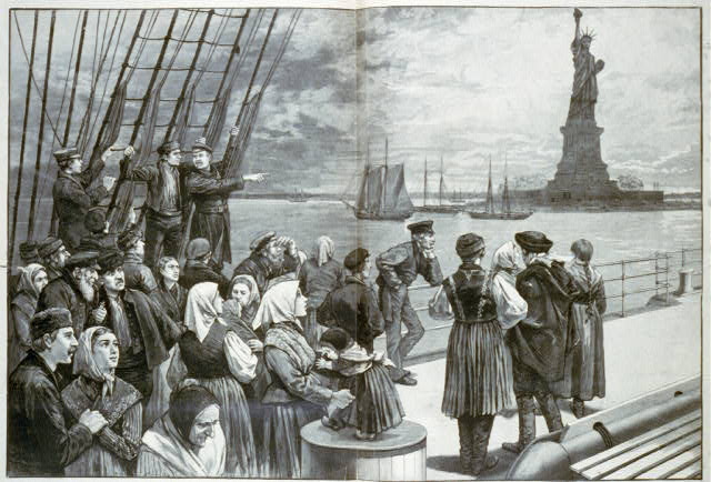 Immigrants on deck of steamer Germanic.
