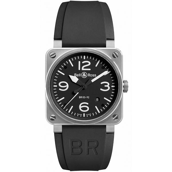 bell ross aviation black dial steel case automatic