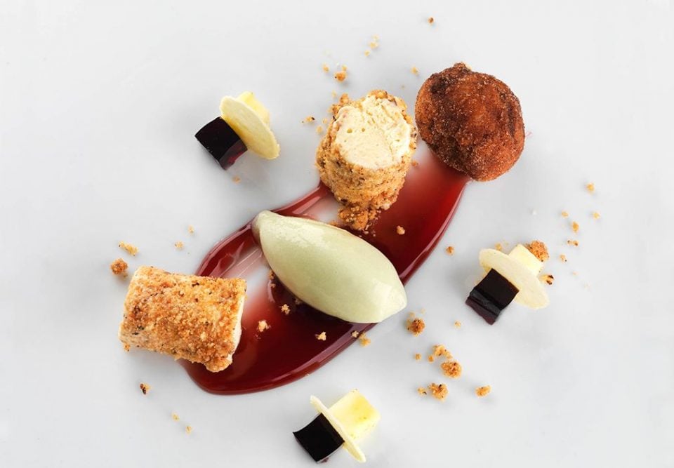 tasting menu apple crumble parfait blackcurrant apple sorbet cinnamon doughnut 8bf6aacb