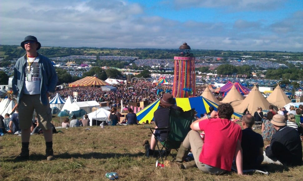 View of Glastonbury Festival from the Park Stage as crowd arrives for Pulp 2011