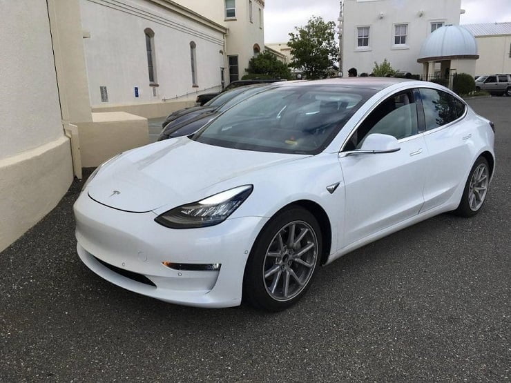 tesla model 3 white front and side small