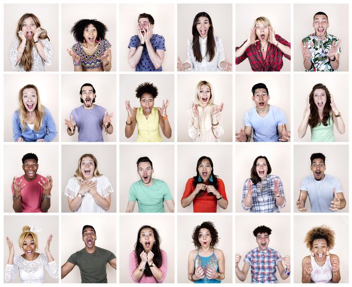 Group portrait of people looking surprised / Source Getty Images