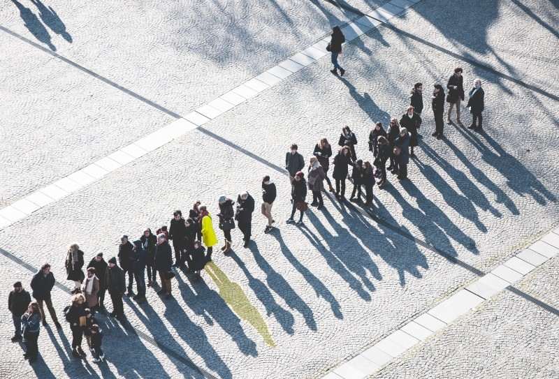 man woman shadow queue