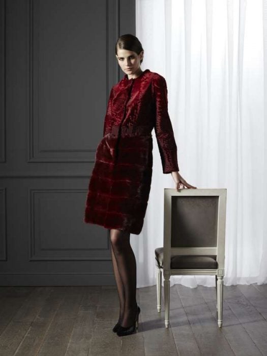 milady manteau astrakan et vison bordeaux luxe net