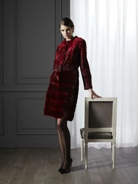 milady manteau astrakan et vison bordeaux luxe net