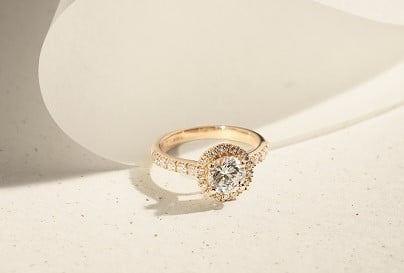 bague halo en or rose et diamants crees en laboratoire taille brillant courbet 2