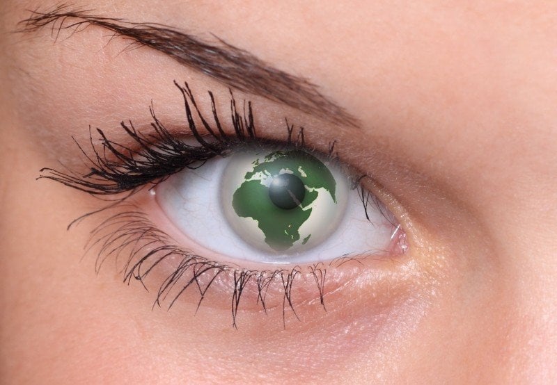 eye pupil lid eyebrow world earth globe woman