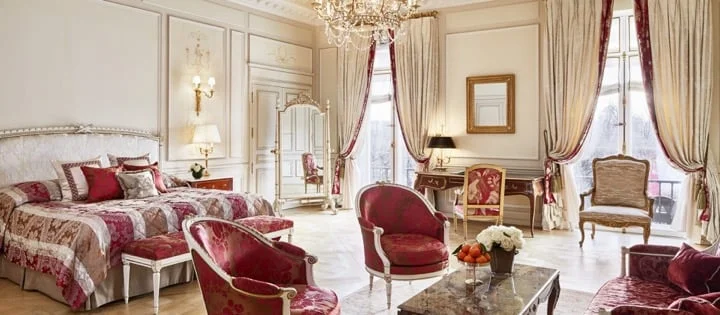 paris le meurice presidential suite landscape red bedroom
