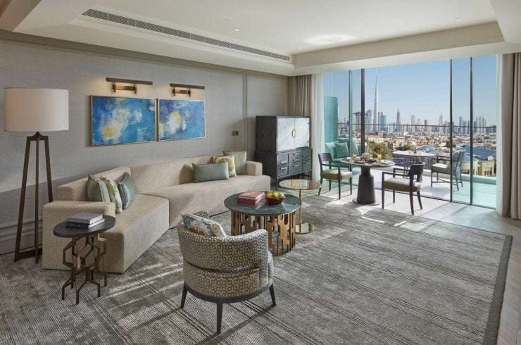 dubai suite skyline view living room