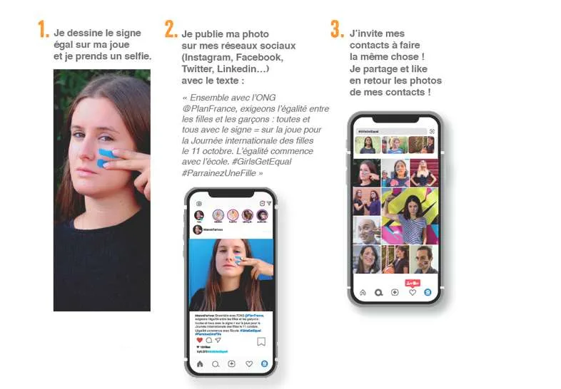 8ème Journée Internationale Des Filles : Des Personnalités Se Mobilisent Sur Les Réseaux Sociaux ! 3 Guide selfie solidaire égalité filles garçons