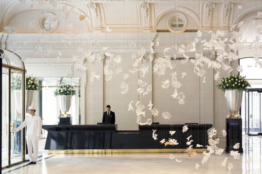 lobby reception with dancing leaves