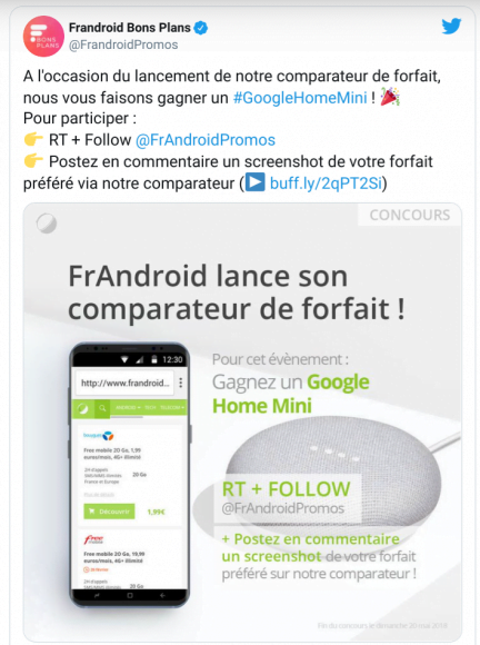 frandoid bons plans concours twitter