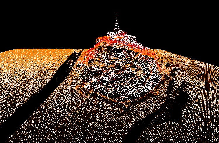 Visualisation Lidar du Mont Saint-Michel.