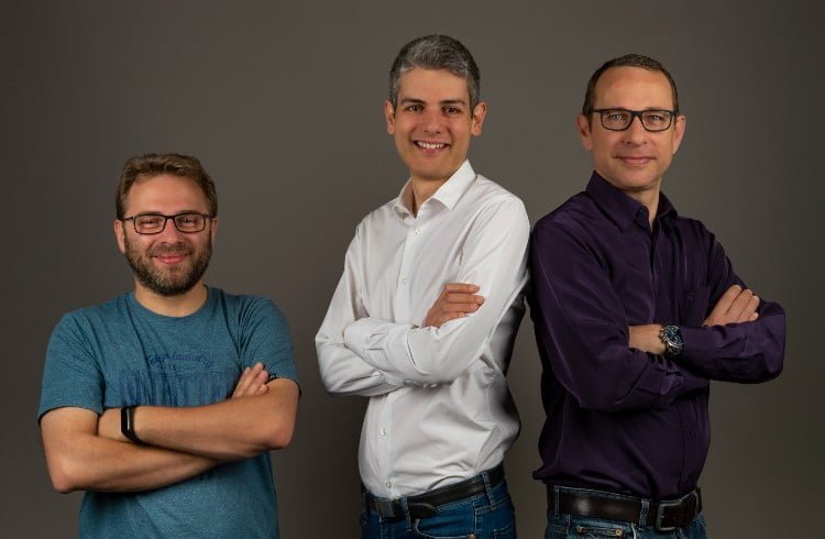 Erfane Arwani, Stéphane Lemaire et Pierre Crozet, fondateurs de Biomemory.