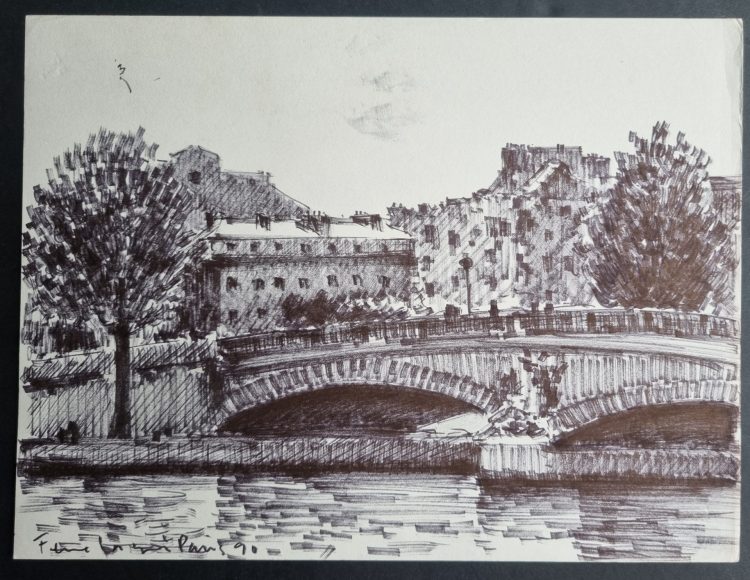 Georges Ferro-Lagrée - Dessin d'un pont de Paris