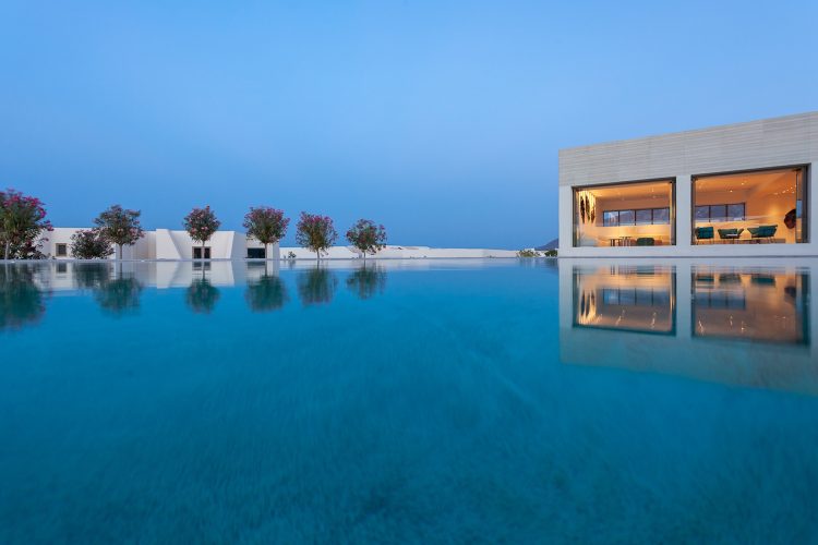nous santorini main pool afternoon